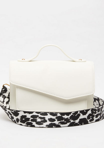 Missy Solid Crossbody Bag with Printed Strap and Magnetic Closure