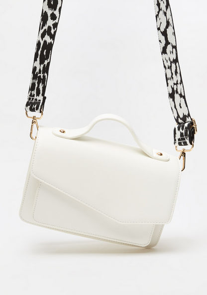 Missy Solid Crossbody Bag with Printed Strap and Magnetic Closure