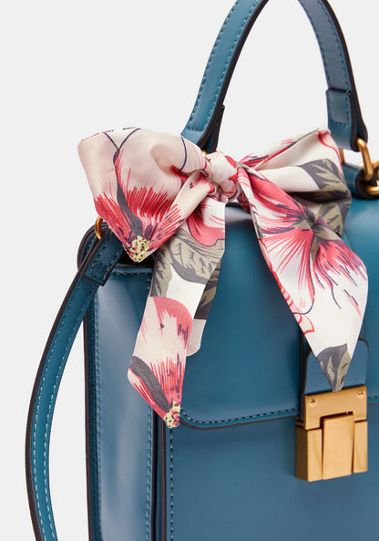 Celeste Solid Satchel Bag with Scarf Detail