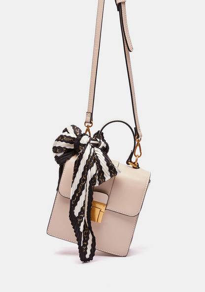 Celeste Solid Satchel Bag with Scarf Detail