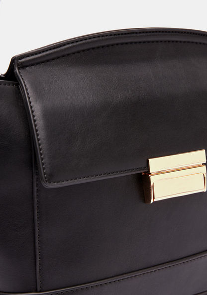 Celeste Solid Shoulder Bag with Grab Handle and Flap Closure-Women%27s Handbags-image-3