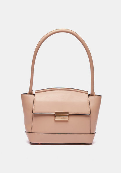 Celeste Solid Shoulder Bag with Grab Handle and Flap Closure-Women%27s Handbags-image-0