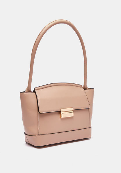 Celeste Solid Shoulder Bag with Grab Handle and Flap Closure-Women%27s Handbags-image-1
