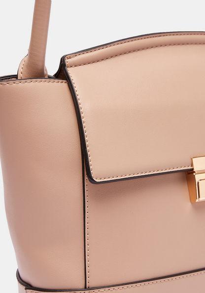 Celeste Solid Shoulder Bag with Grab Handle and Flap Closure-Women%27s Handbags-image-2