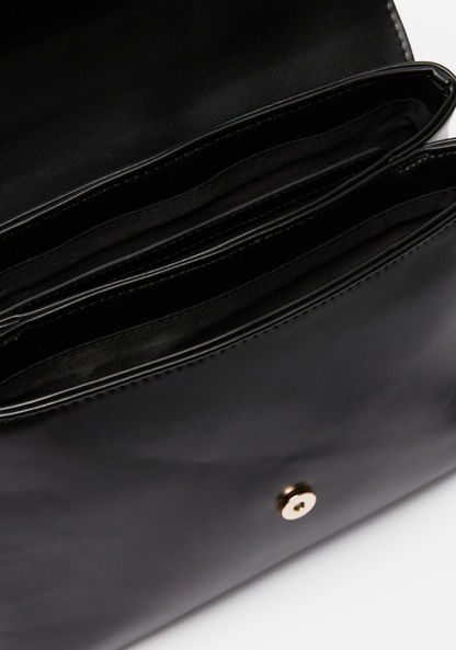 Celeste Solid Satchel Bag with Chain Accent and Detachable Shoulder Strap