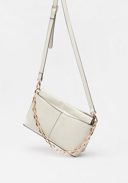 Celeste Animal Textured Crossbody Bag with Chain and Detachable Strap