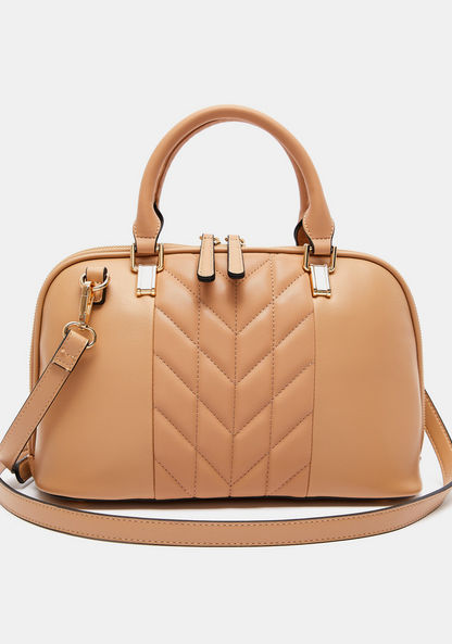 Celeste Quilted Bowler Bag with Detachable Strap and Zip Closure