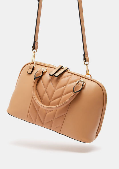 Celeste Quilted Bowler Bag with Detachable Strap and Zip Closure