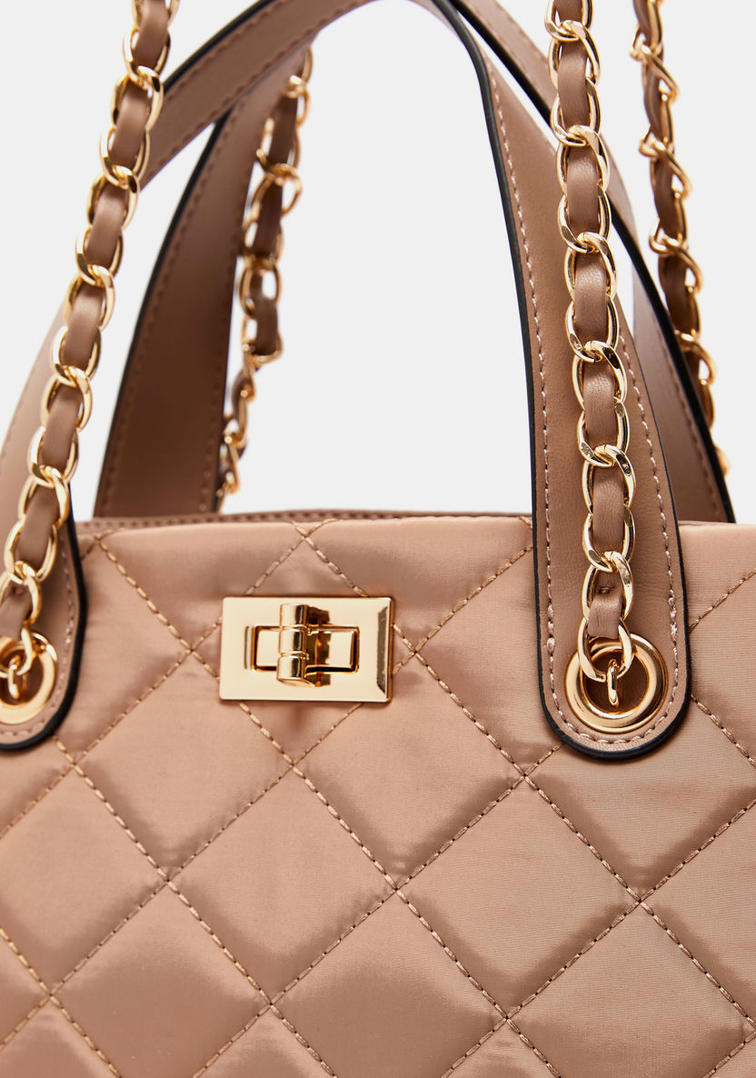 Celeste Quilted Tote Bag with Chain Handle and Clasp Closure-Women%27s Handbags-image-3