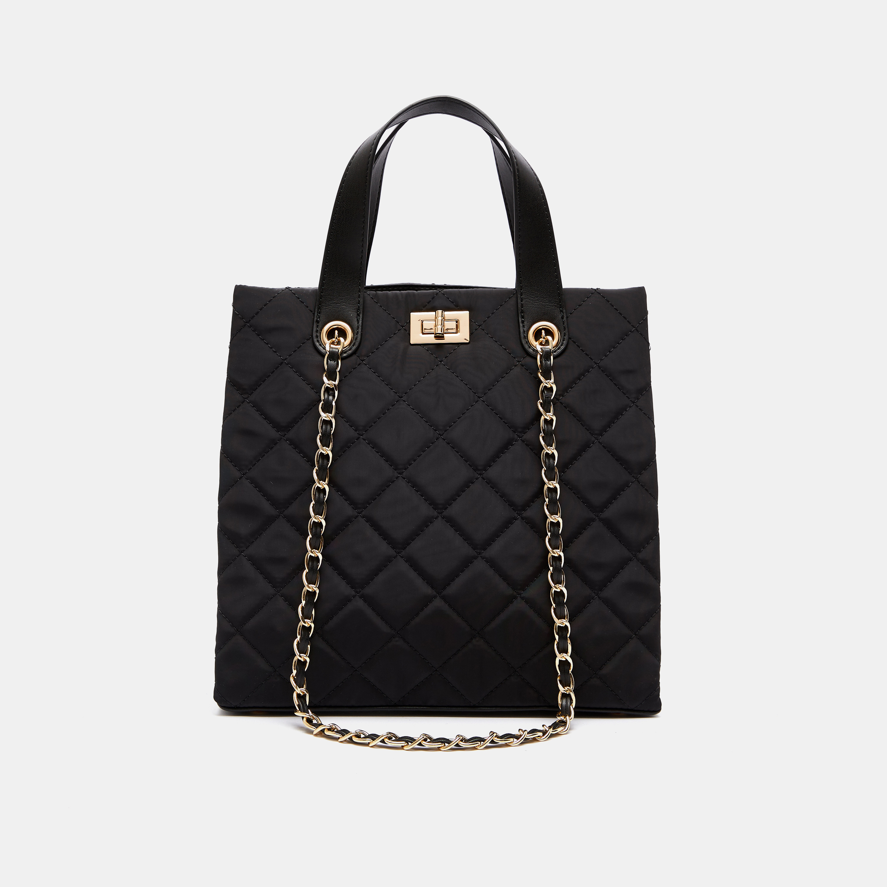 Celeste Quilted Tote Bag with Chain Handle and Clasp Closure-women-bagsandwallets-handbags-image-1