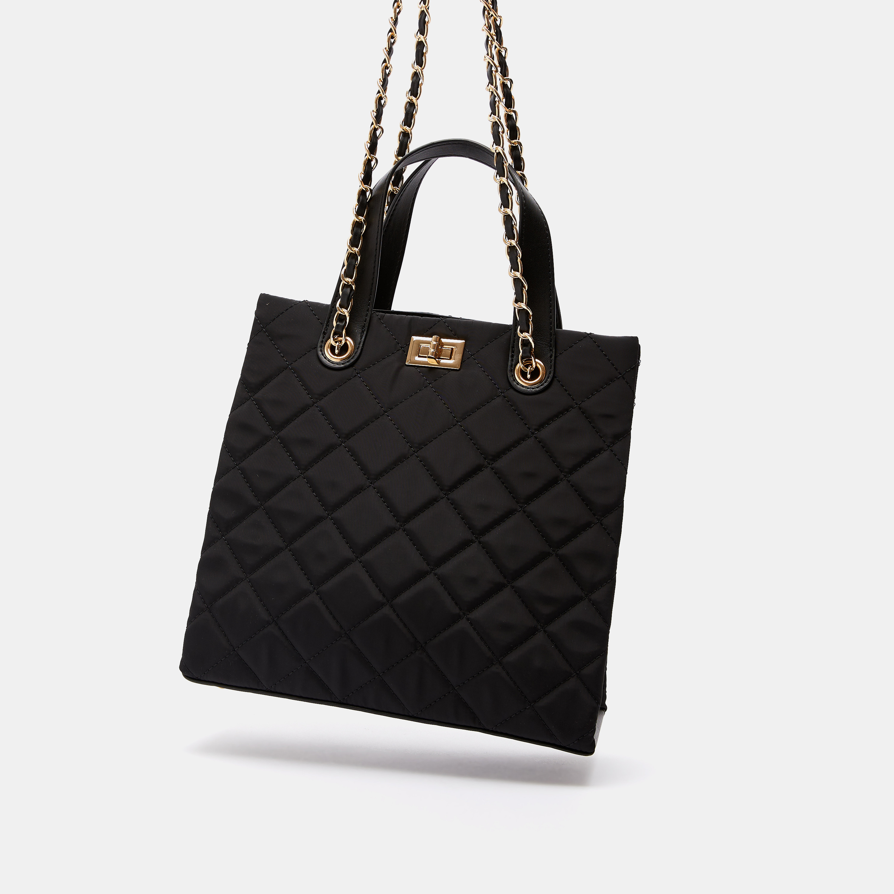 Celeste Quilted Tote Bag with Chain Handle and Clasp Closure-women-bagsandwallets-handbags-image-2