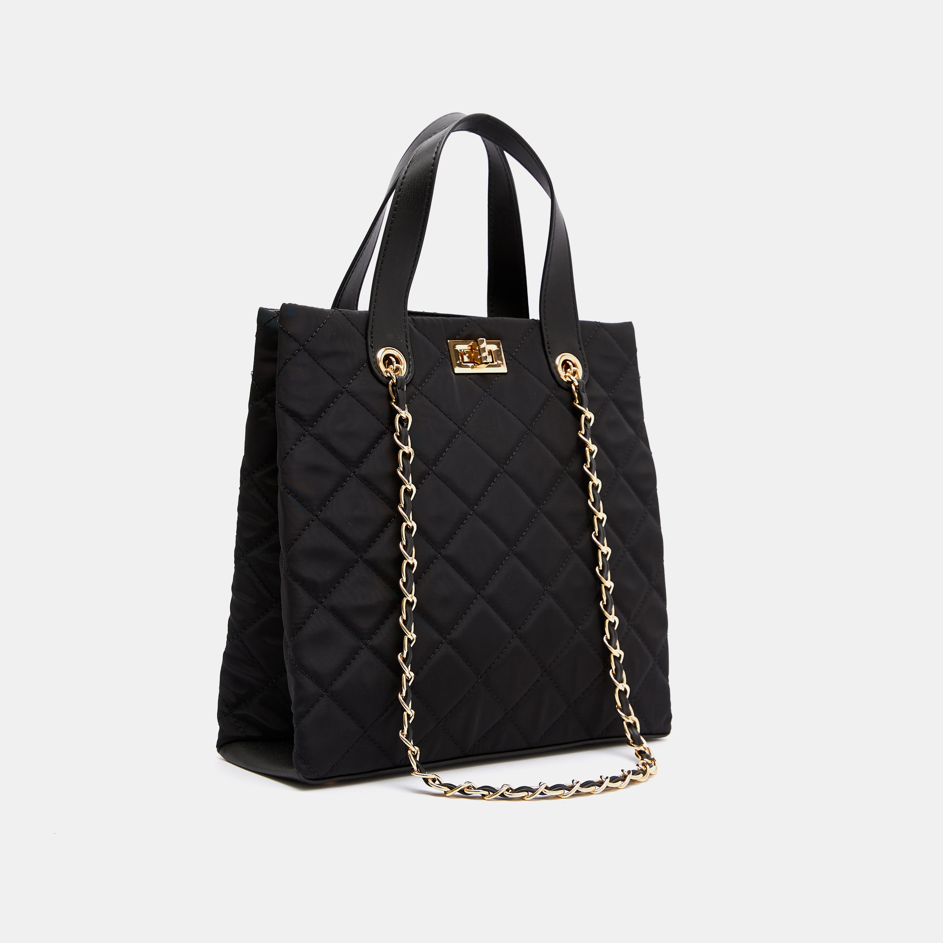 Celeste Quilted Tote Bag with Chain Handle and Clasp Closure-women-bagsandwallets-handbags-image-3
