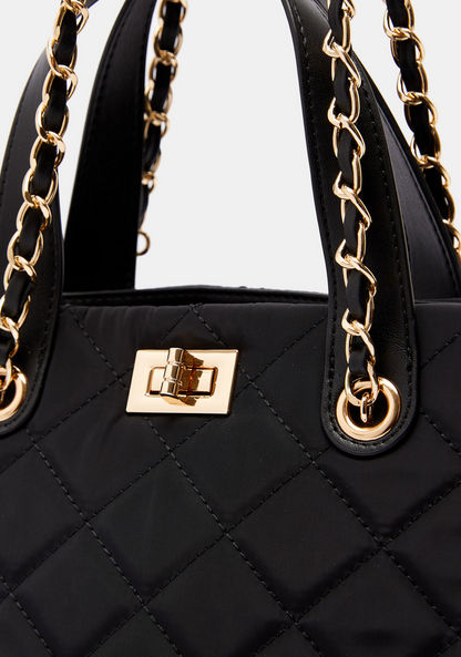 Celeste Quilted Tote Bag with Chain Handle and Clasp Closure