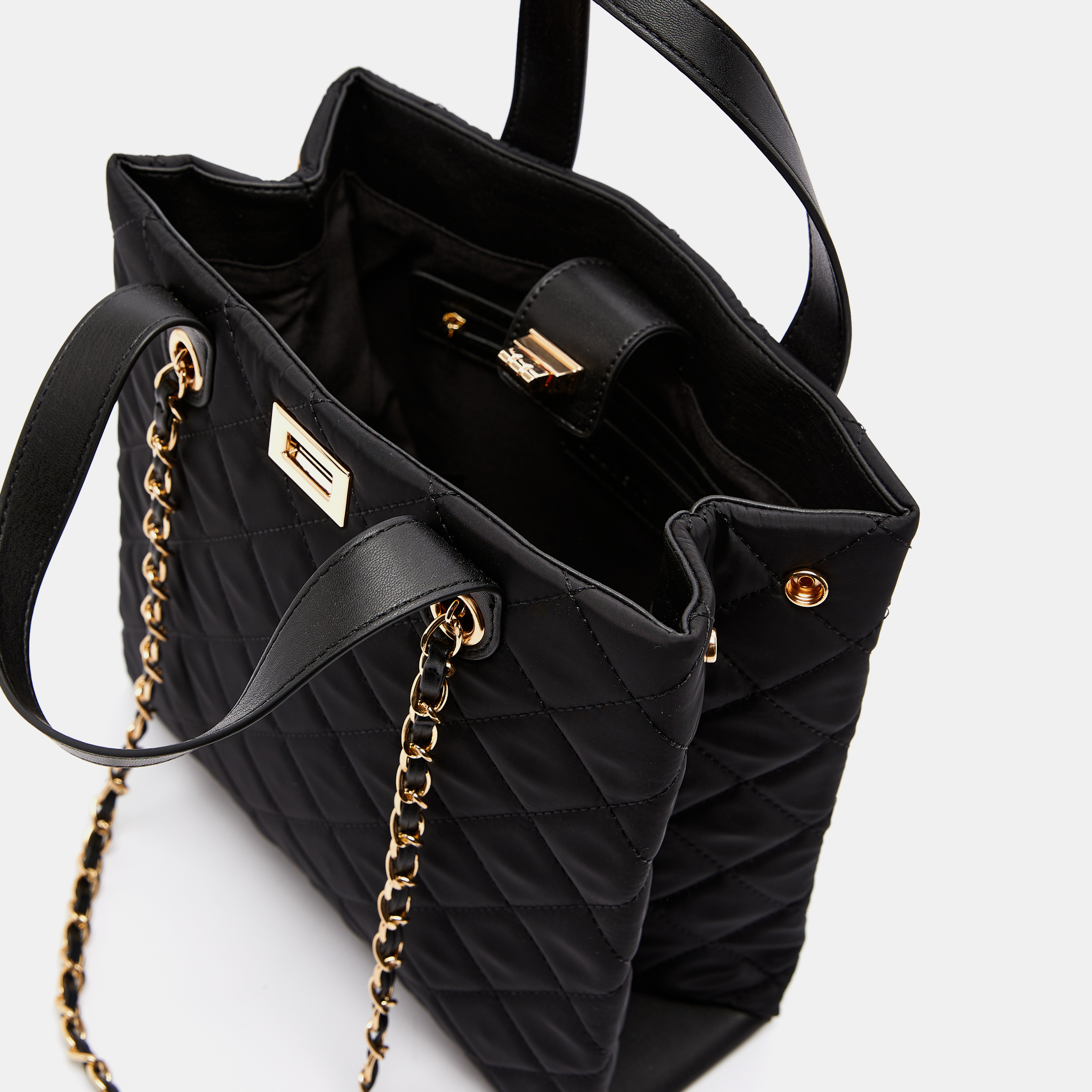 Celeste Quilted Tote Bag with Chain Handle and Clasp Closure-women-bagsandwallets-handbags-image-5