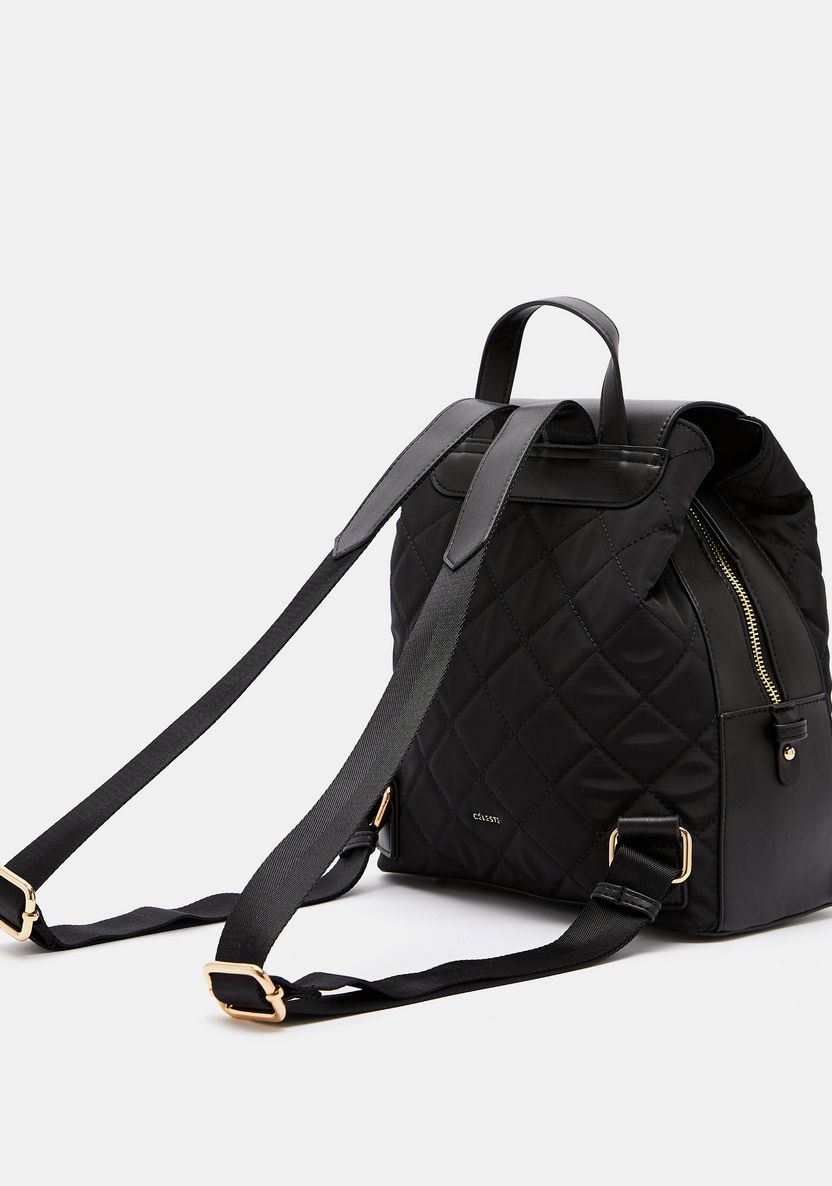 Celeste Quilted Backpack with Adjustable Straps and Clasp Closure-Women%27s Backpacks-image-1