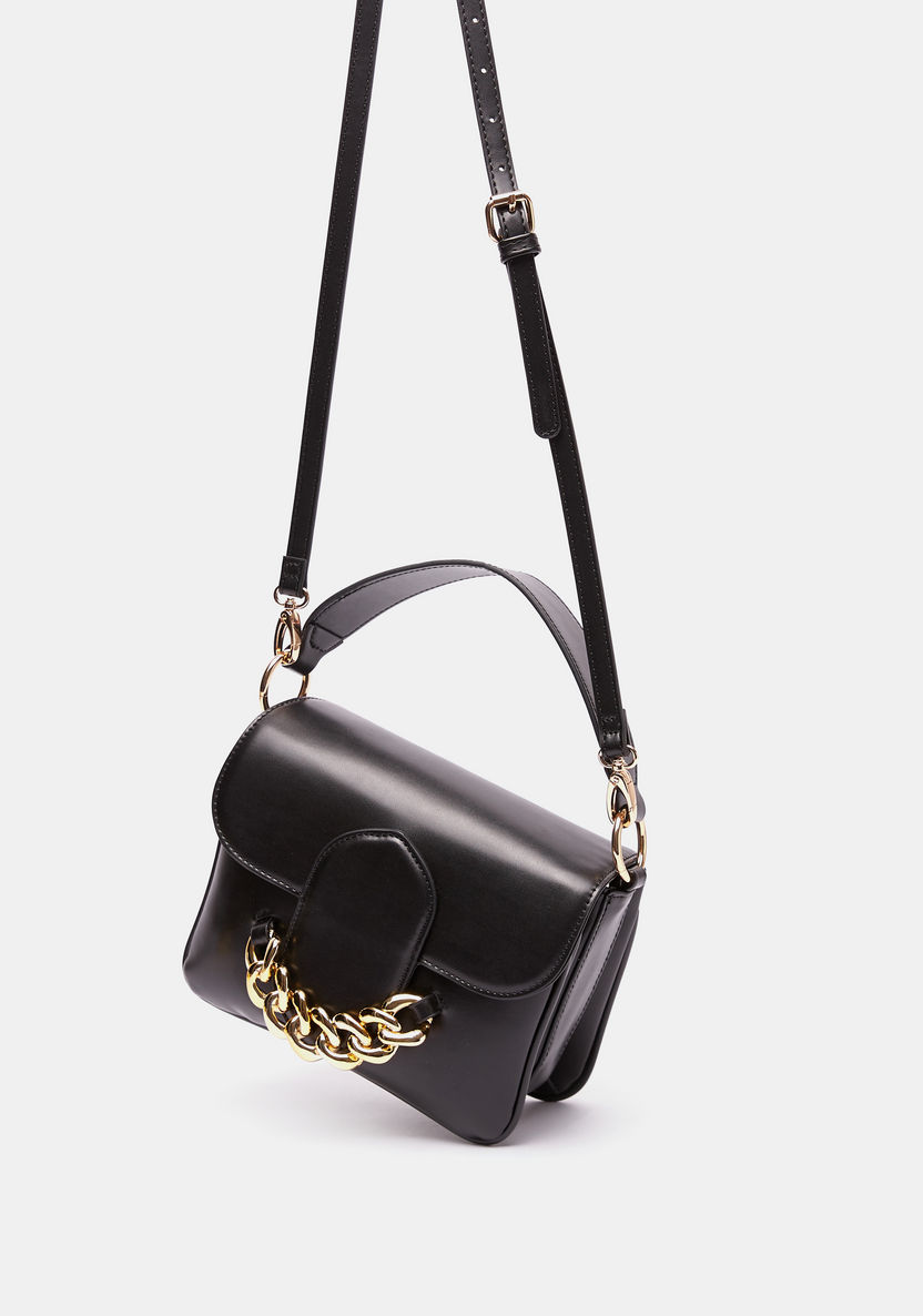 Celeste Solid Satchel Bag with Detachable Strap and Chain Accent-Women%27s Handbags-image-1