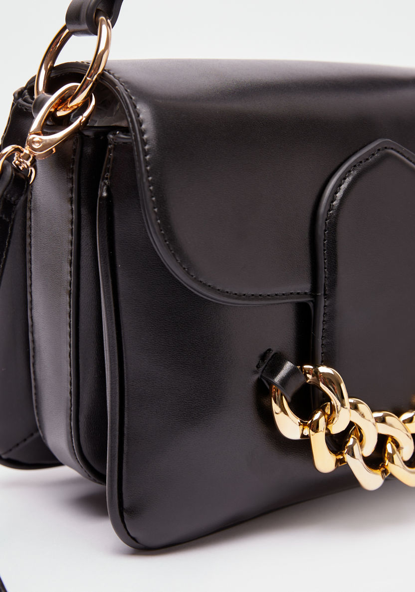 Celeste Solid Satchel Bag with Detachable Strap and Chain Accent-Women%27s Handbags-image-3