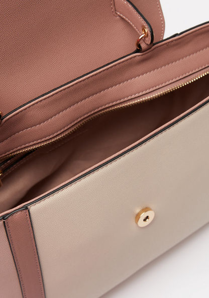 Celeste Colourblock Tote Bag with Detachable Strap and Button Closure