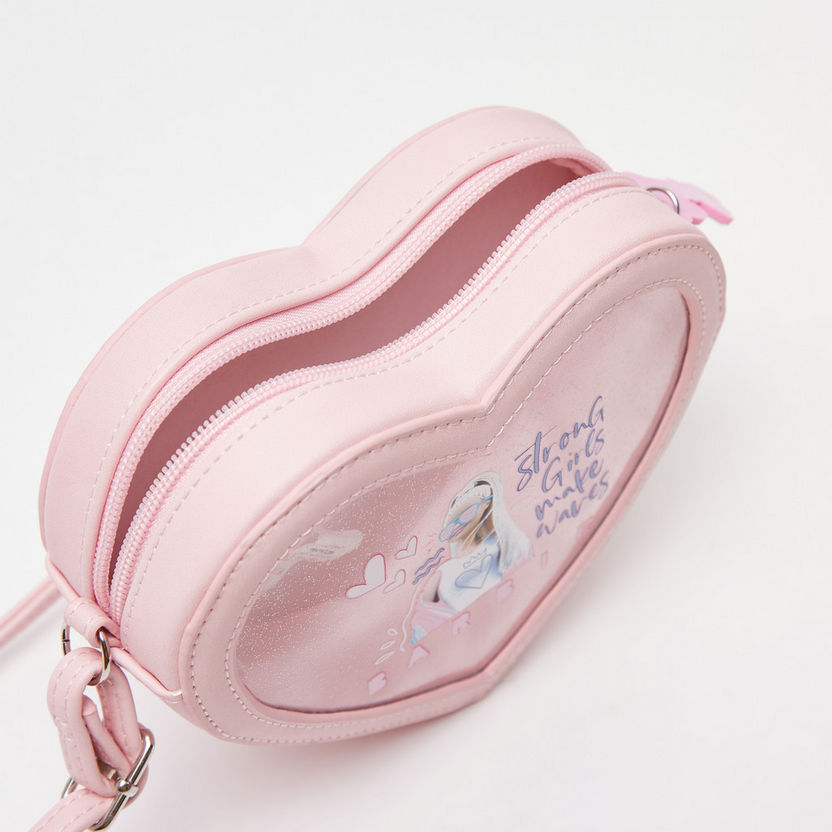 Barbie Heart-Shaped Handbag with Shoulder Strap and Zipper-Girl%27s Bags-image-4