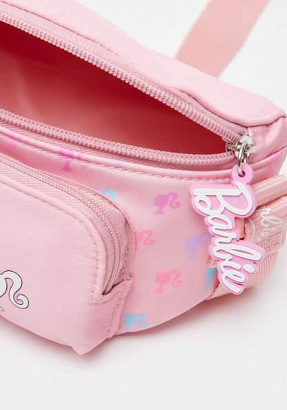 Barbie Printed Handbag with Adjustable Strap and Zip Closure