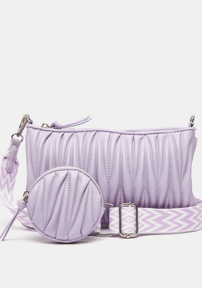 Missy Quilted Crossbody Bag with Printed Strap and Detachable Pouch