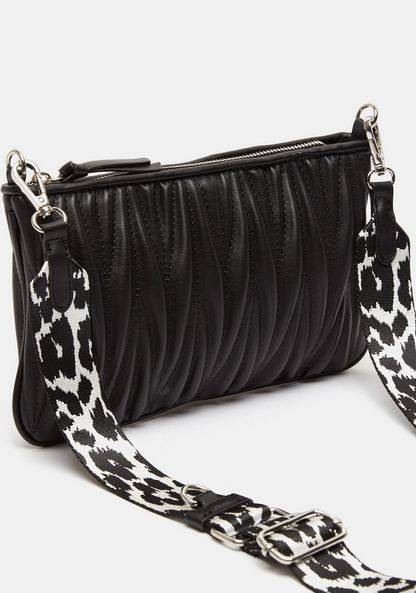 Missy Quilted Crossbody Bag with Printed Strap and Detachable Pouch