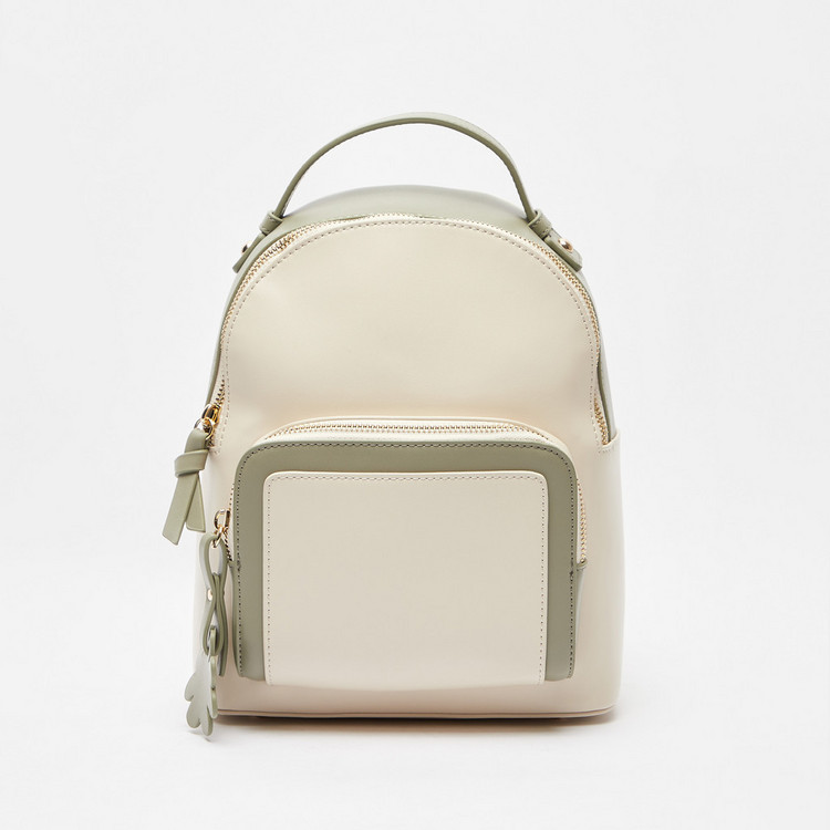 Missy Solid Backpack with Adjustable Strap and Zip Closure