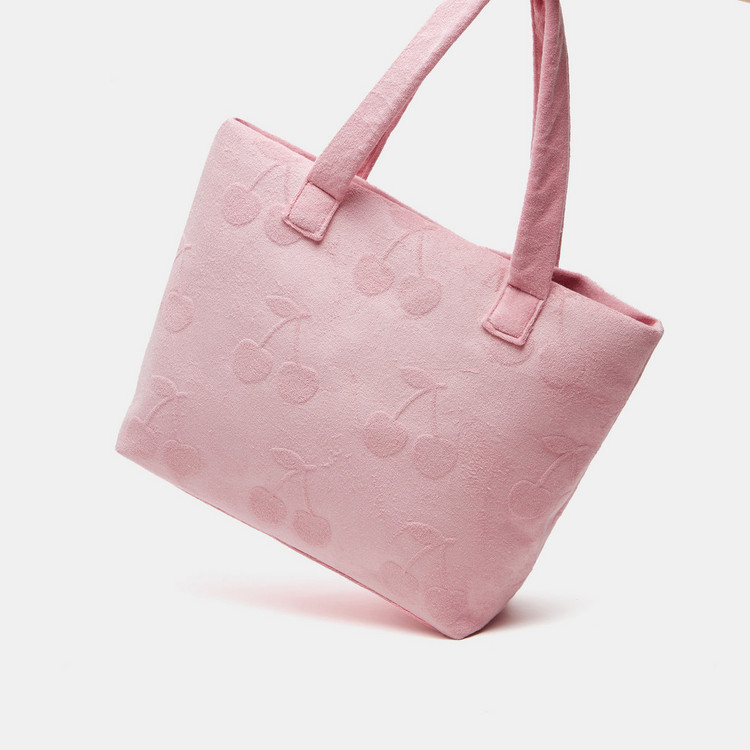 Missy Textured Shopper Bag with Double Handle and Snap Button Closure