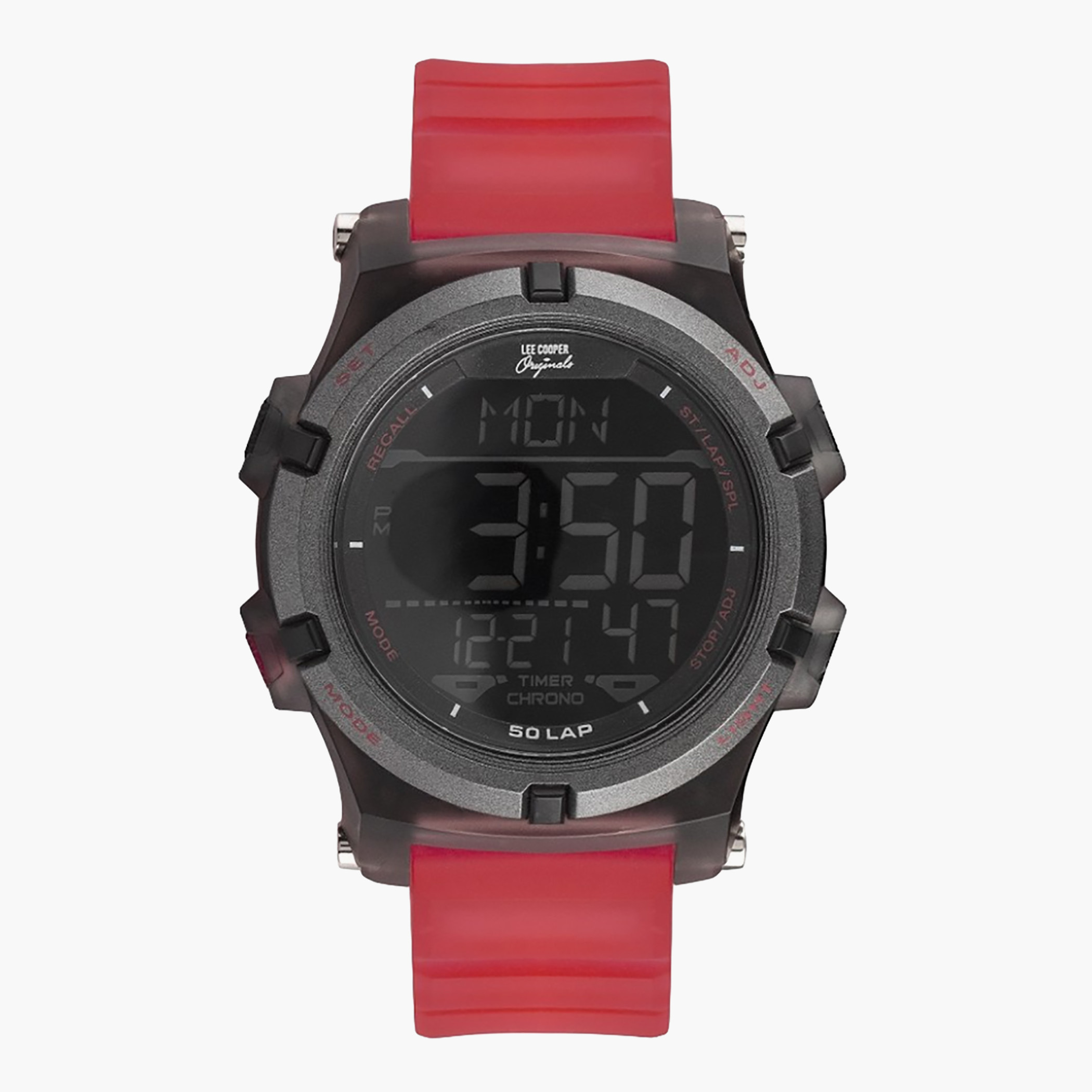 Lee Cooper Originals Men Red Digital Silicone Strap Watch ORG05613.618