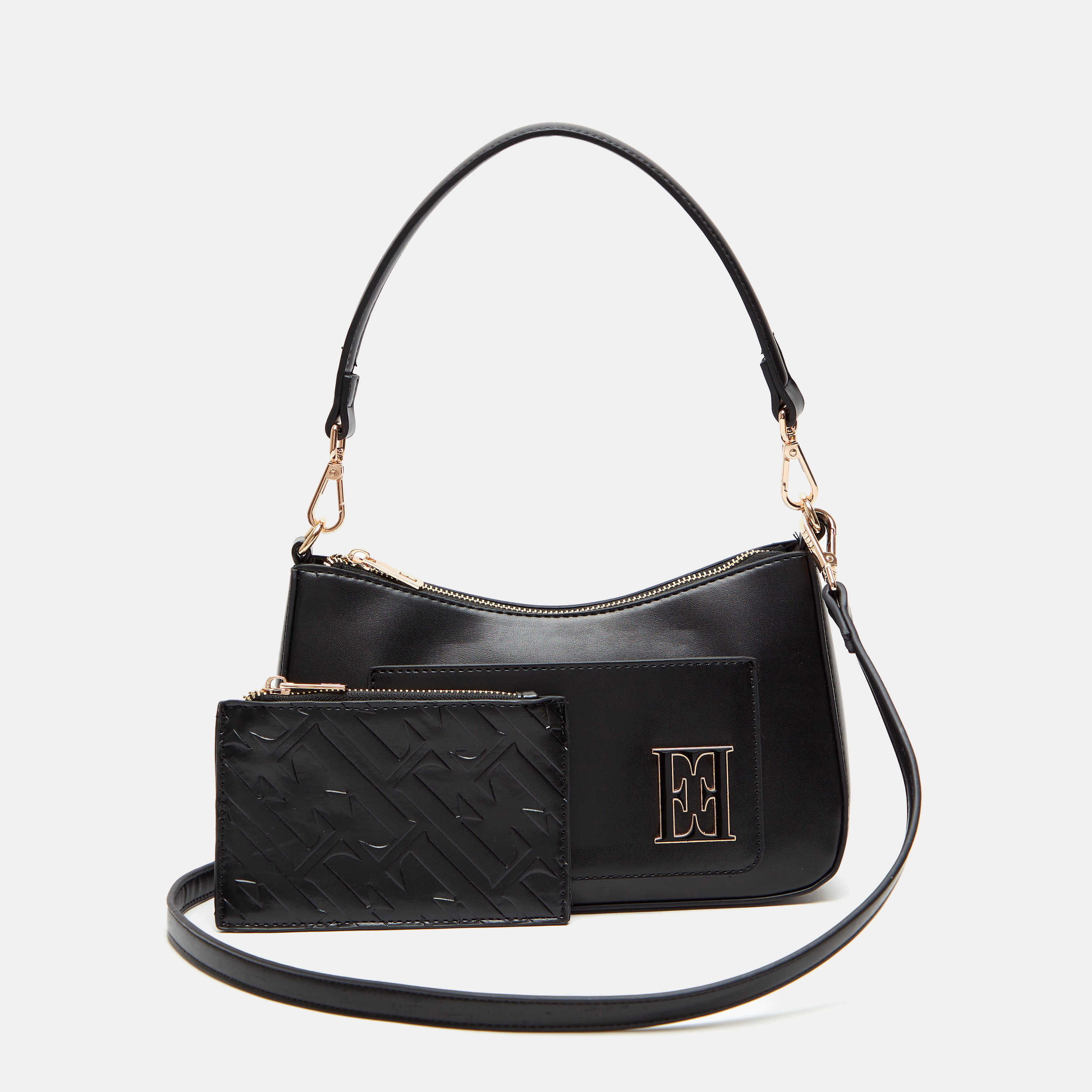 Buy Women s ELLE Logo Detail Shoulder Bag with Embossed Pouch Online Centrepoint Kuwait