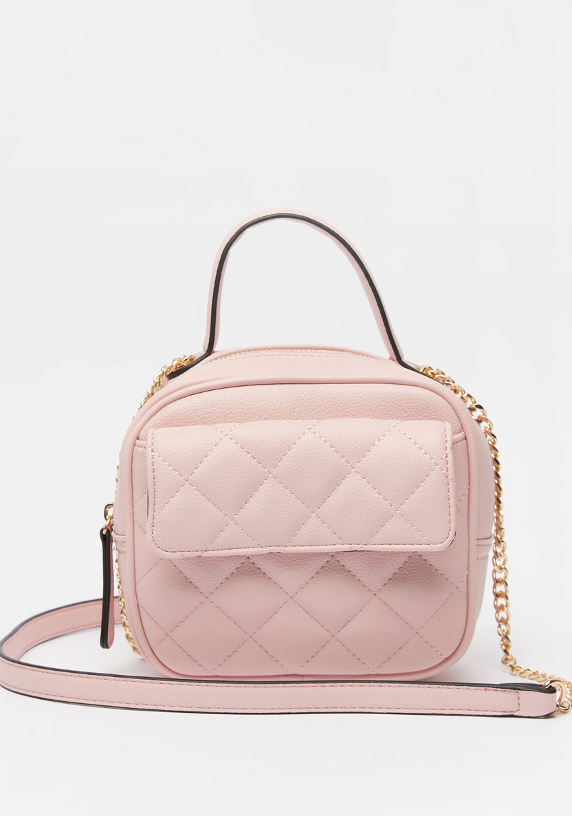 Missy Quilted Crossbody Bag with Chain Strap and Zip Closure-Women%27s Handbags-image-0