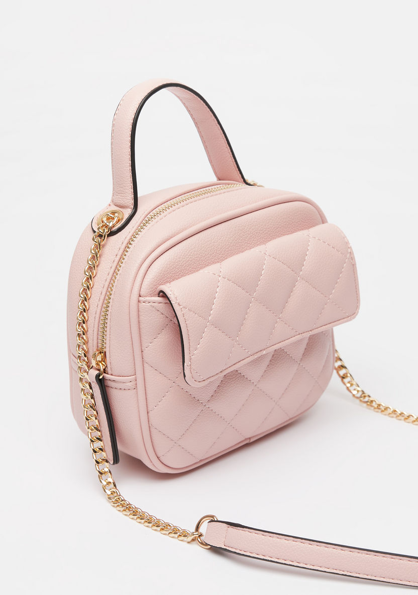 Missy Quilted Crossbody Bag with Chain Strap and Zip Closure-Women%27s Handbags-image-2