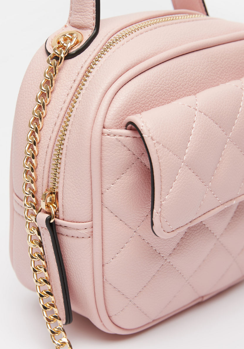Missy Quilted Crossbody Bag with Chain Strap and Zip Closure-Women%27s Handbags-image-3
