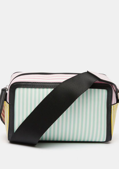 Missy Striped Crossbody Bag with Adjustable Strap and Zip Closure
