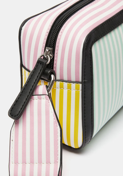 Missy Striped Crossbody Bag with Adjustable Strap and Zip Closure