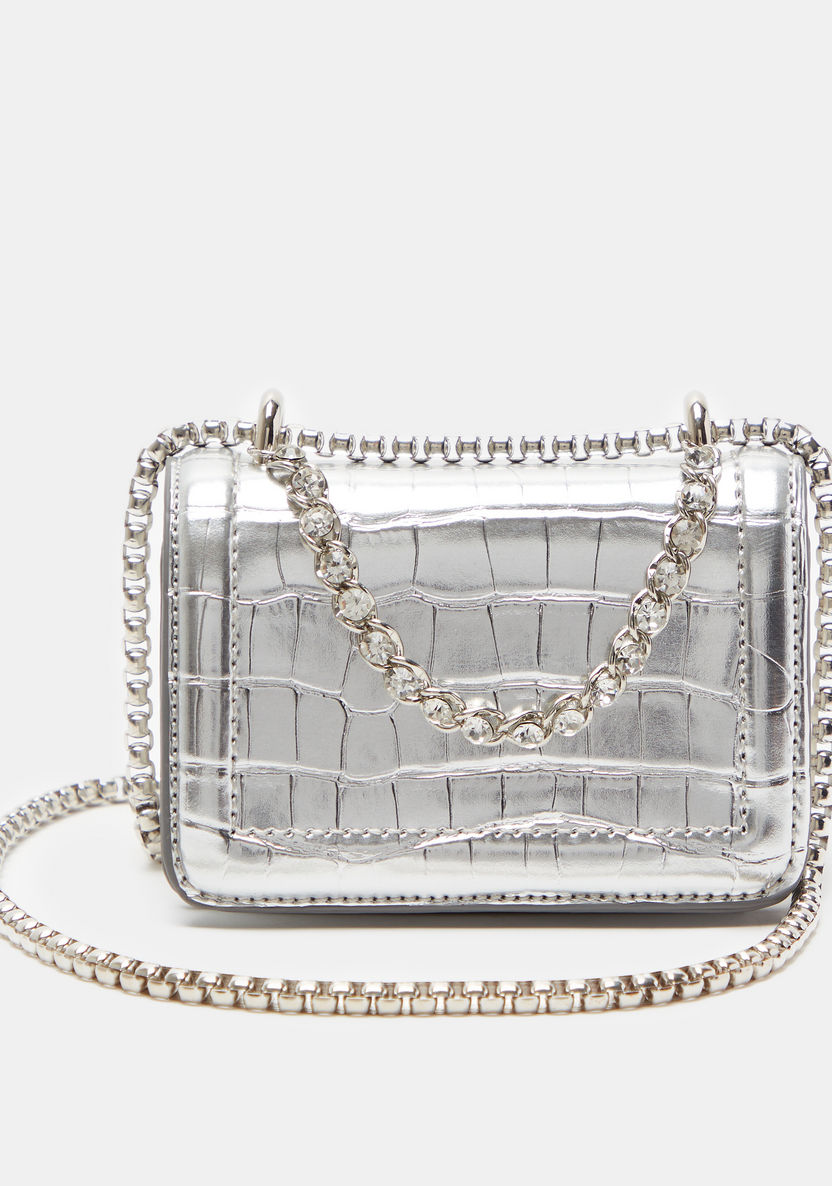Haadana Animal Textured Crossbody Bag with Metallic Chain Strap-Women%27s Handbags-image-0