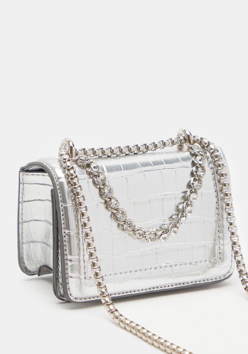 Haadana Animal Textured Crossbody Bag with Metallic Chain Strap-Women%27s Handbags-image-1