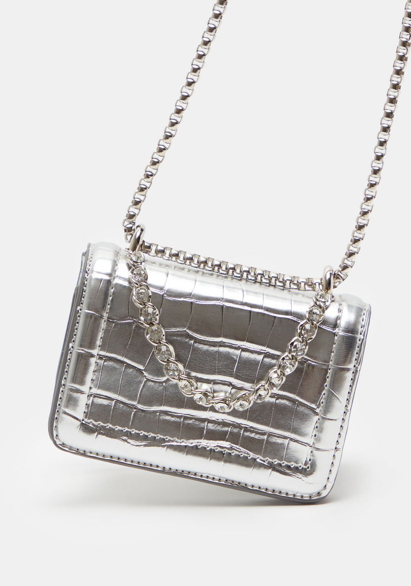 Haadana Animal Textured Crossbody Bag with Metallic Chain Strap-Women%27s Handbags-image-3