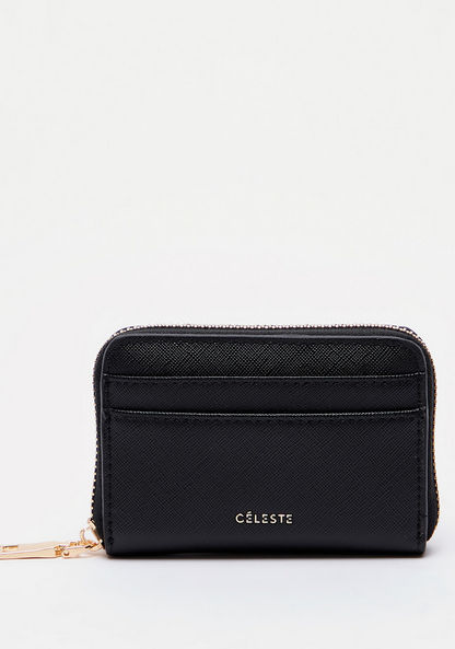 Celeste Textured Wallet with Zip Closure-Wallets and Clutches-image-0