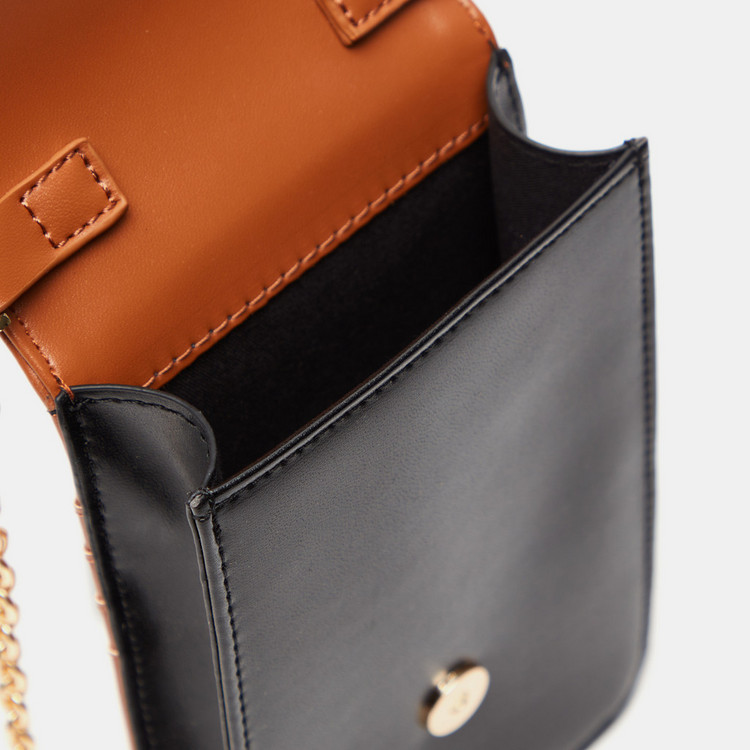 ELLE Solid Textured Wallet Sling Bag with Magnetic Snap Closure