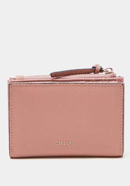 Celeste Textured Card Holder with Zip Closure-Wallets & Clutches-image-0
