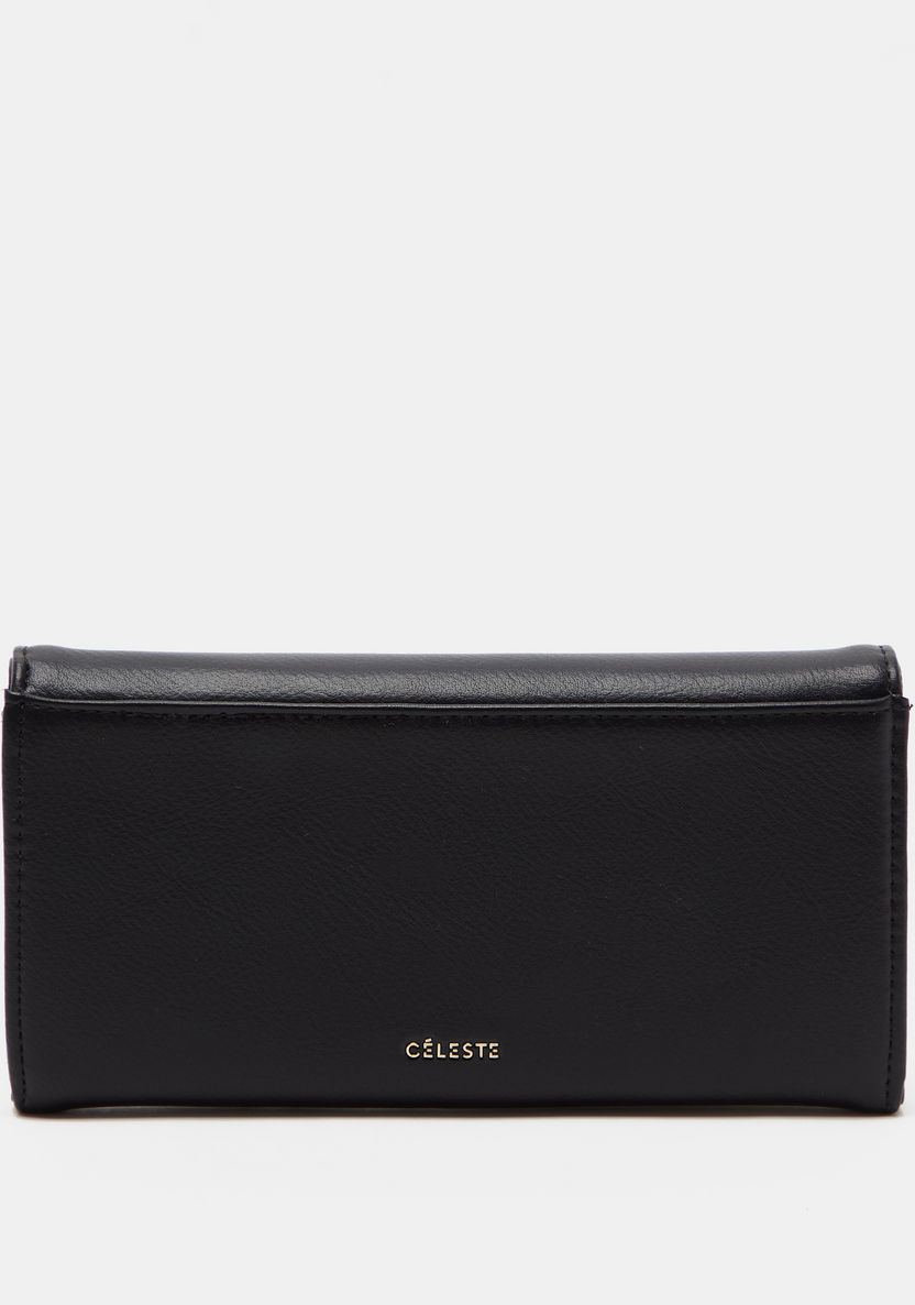 Celeste Solid Flap Wallet with Pearl Detail-Wallets and Clutches-image-3