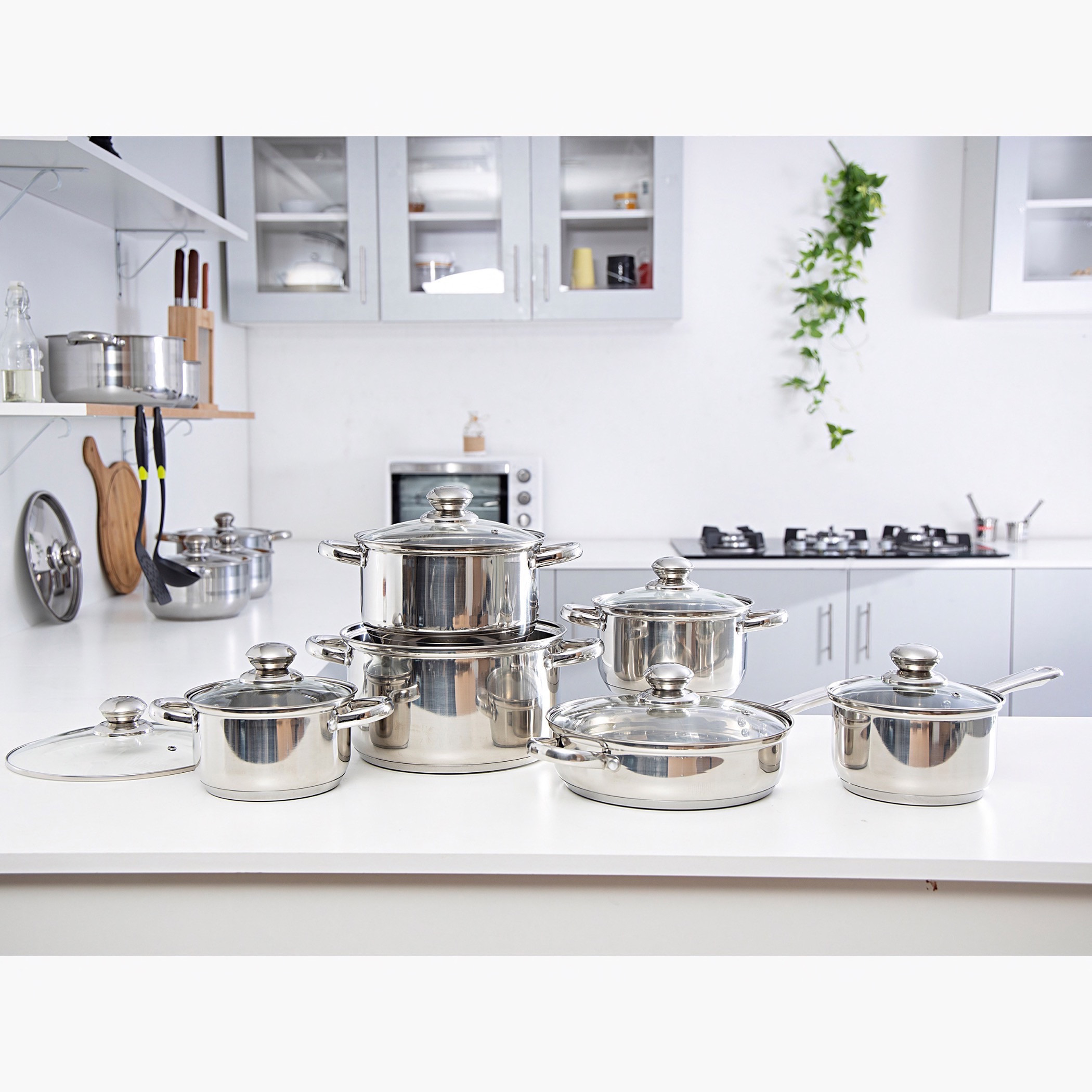 Royalford 12-Piece Stainless Steel Cookware Set-household-kitchen-bakeware-bakingdishes-image-2