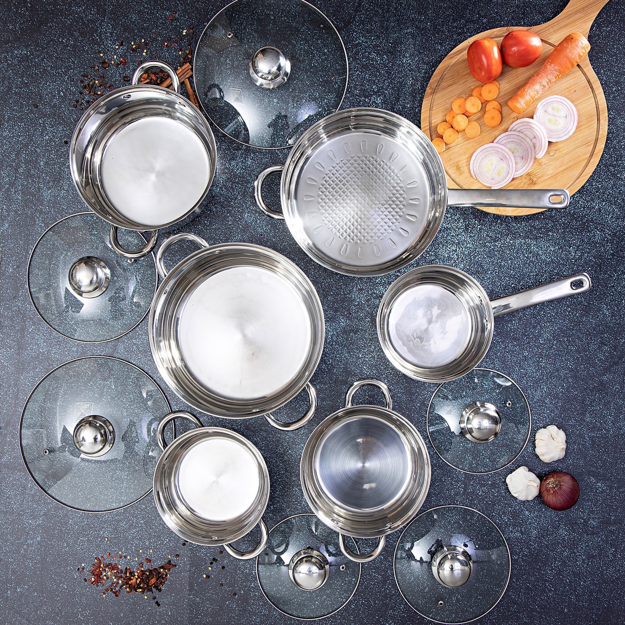 Royalford 12-Piece Stainless Steel Cookware Set-household-kitchen-bakeware-bakingdishes-image-5