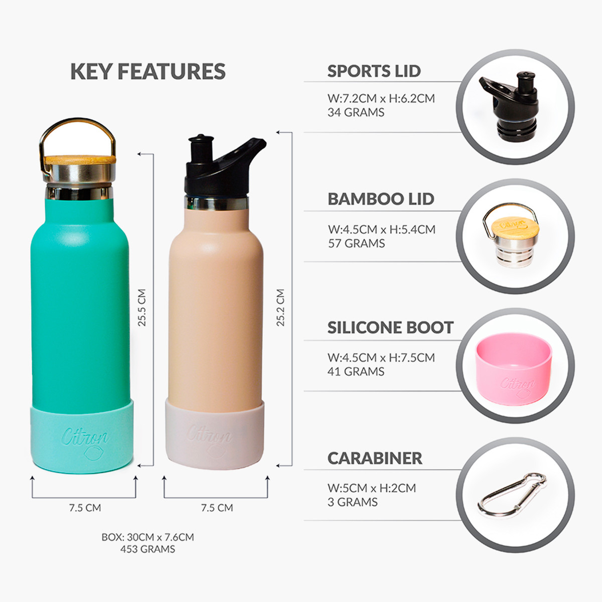 Citron Double Insulated Water Bottle - 500 ml-school-waterbottles-image-3