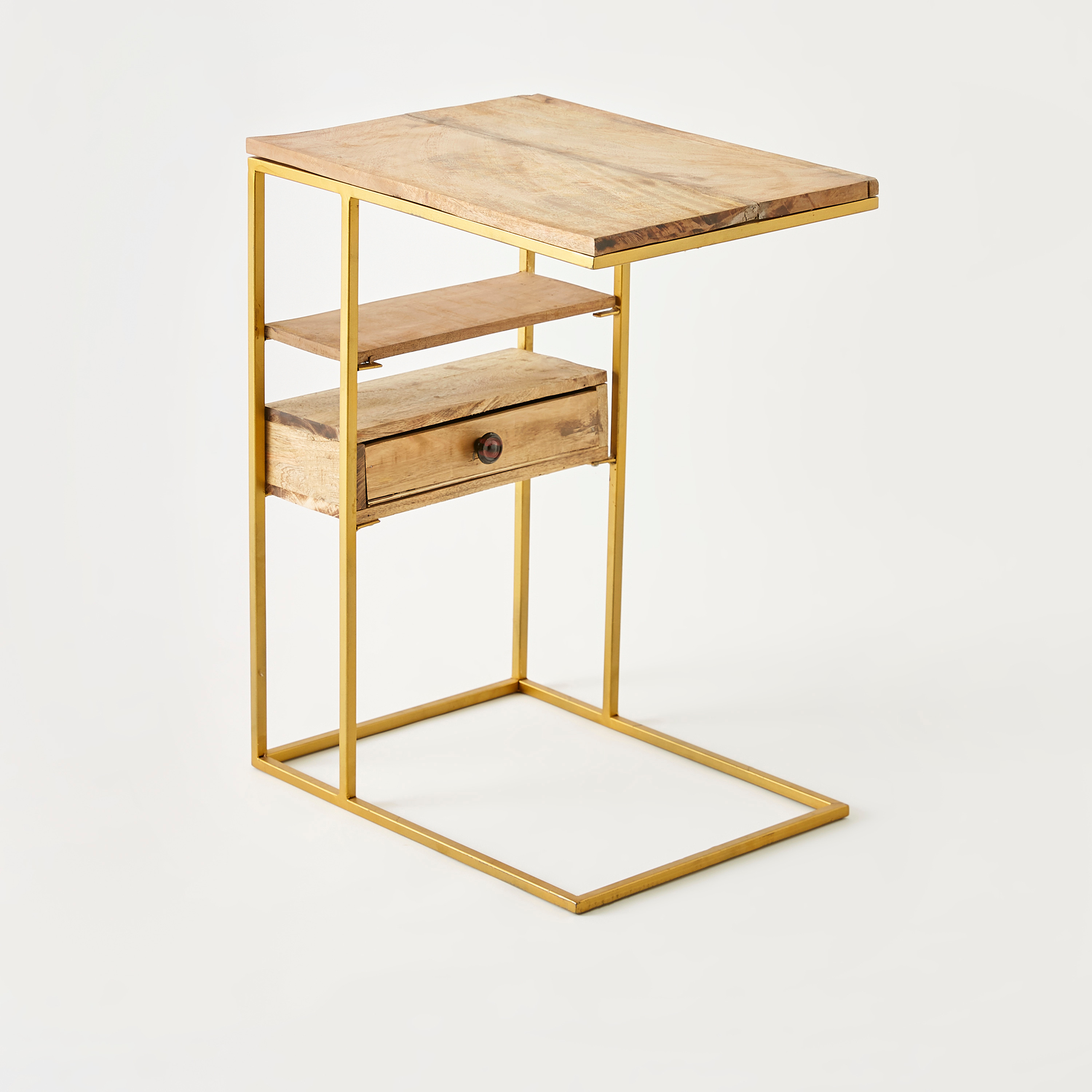 طاولة جانبية بسطح خشبي ودرج-furniture-livingroom-sideandendtables-image-1