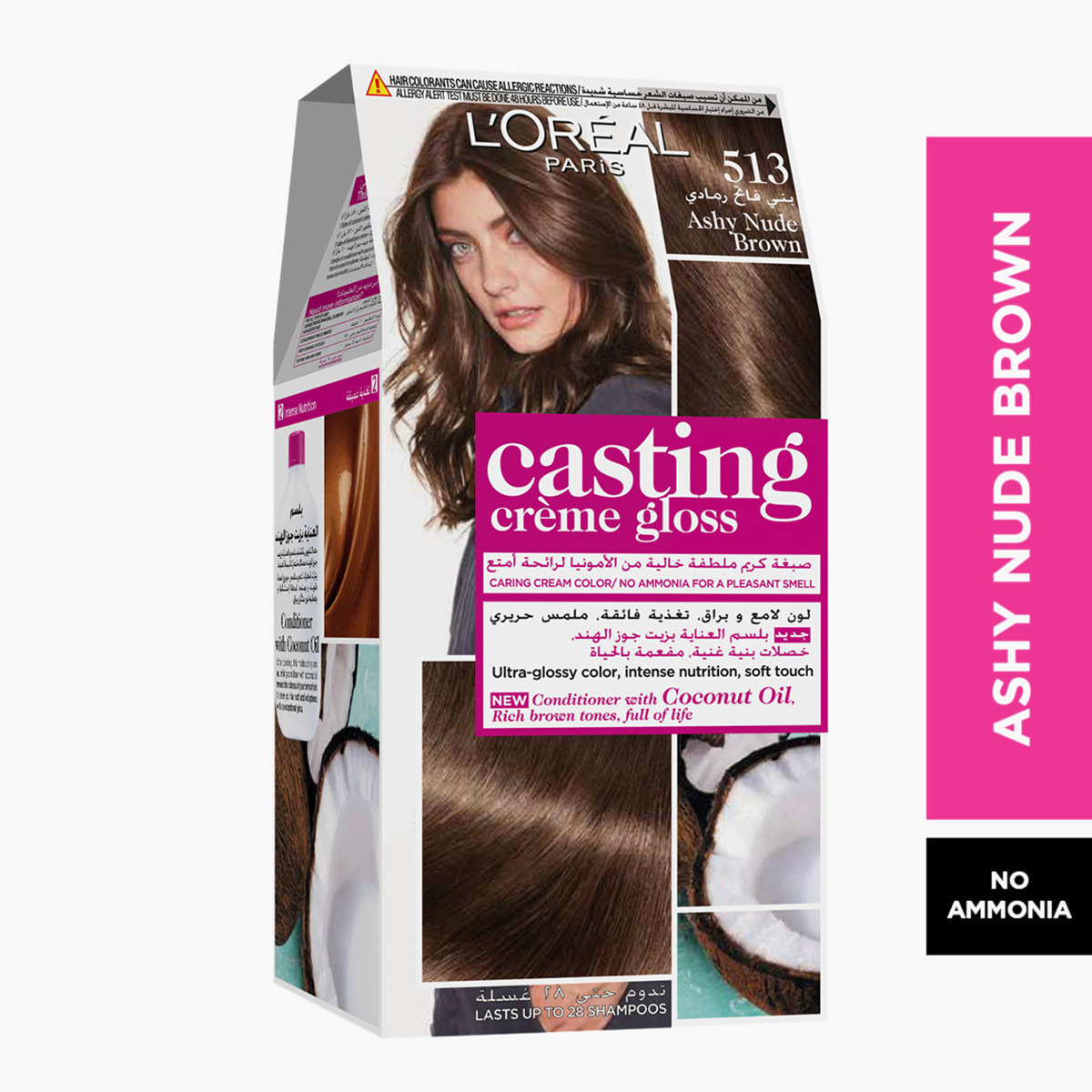 L'Oreal Paris Casting Crème Gloss 513 Ashy Nude Brown Hair Colour-beautyandpersonalcare-hair-hairstyling-haircolours-image-1