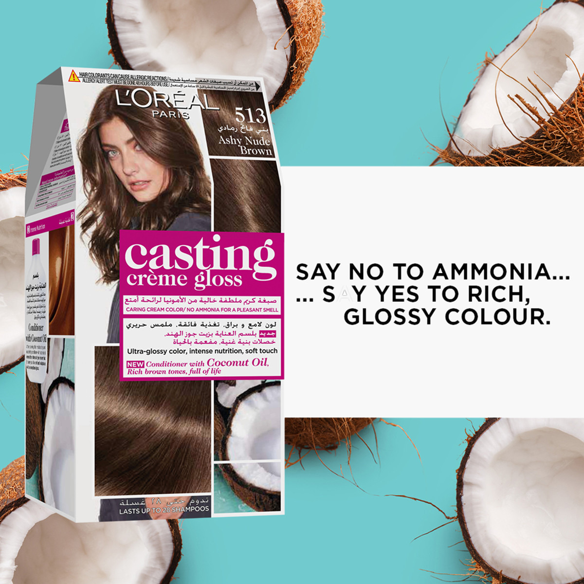 L'Oreal Paris Casting Crème Gloss 513 Ashy Nude Brown Hair Colour-beautyandpersonalcare-hair-hairstyling-haircolours-image-2