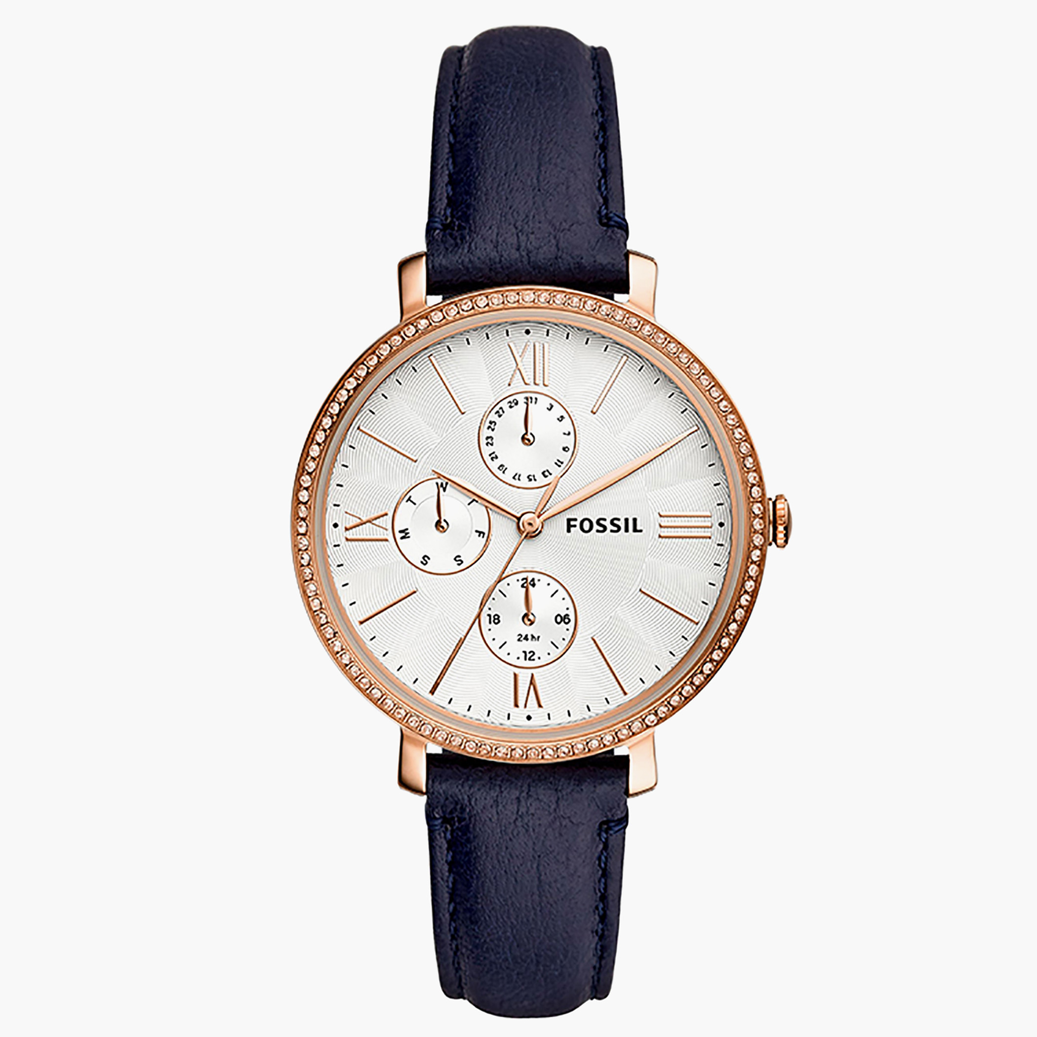 Buy Women s Fossil Women Blue Leather Strap Analog Watch ES5096 Online Centrepoint Qatar