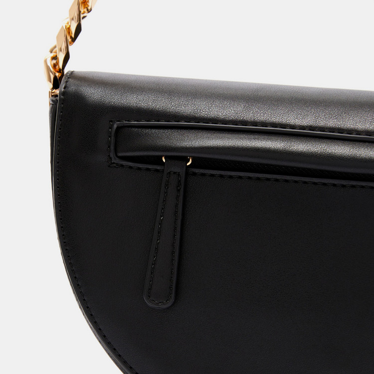 Celeste Solid Crossbody Bag with Chain Strap and Metallic Closure